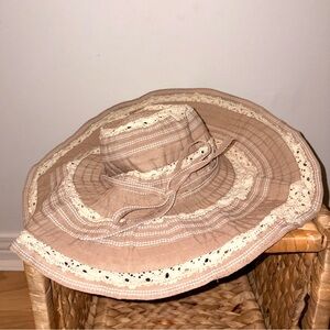 3/$50 Wire Brim Sun Hat with Lace Trim